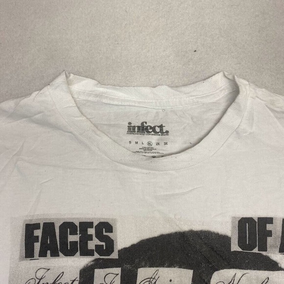 Infect Faces of a Troubled Future Graphic Tee Thrifted Vintage Style Size XL - Picture 7 of 9